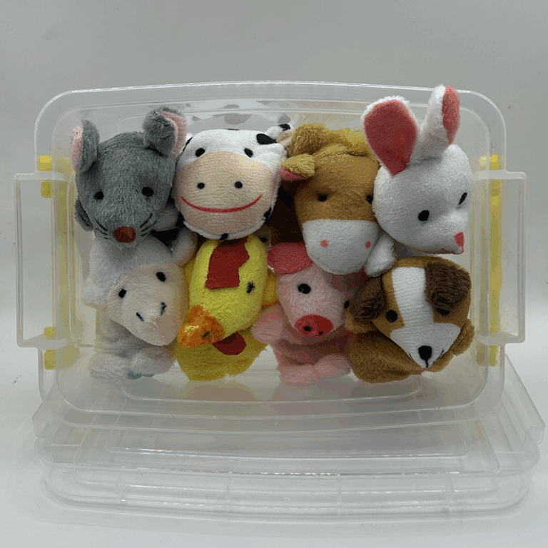 Caja con títeres para contar cuentos con animales de la granja