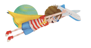 Niño volando un buen dia ha comenzado