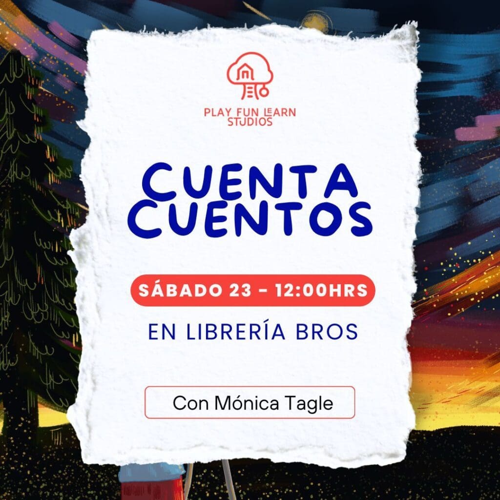 Flyer cuentacuentos con Mónica Tagle en Bros Librerías